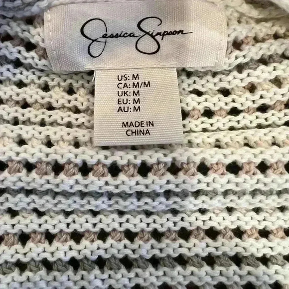 Jessica Simpson cropped cardigan sweater, size medium, EUC, cream, buttons. - Picture 2 of 5